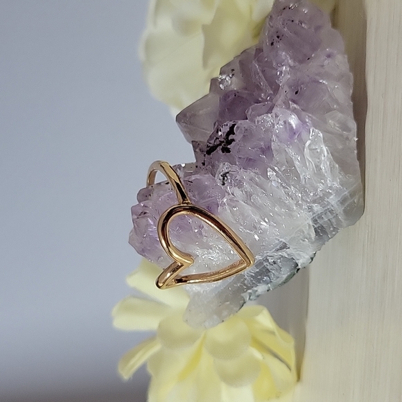 Open Heart Gold Tone Fashion Ring - Picture 7 of 10